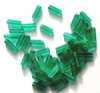 50 5x15mm Transparent Matte Emerald Glass Rectangle Beads